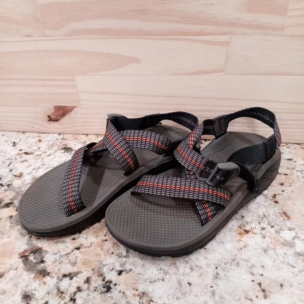 Chaco Z1 Classic Mens Sandals Size 9 Grey Black Orange Strappy Hiking Sport